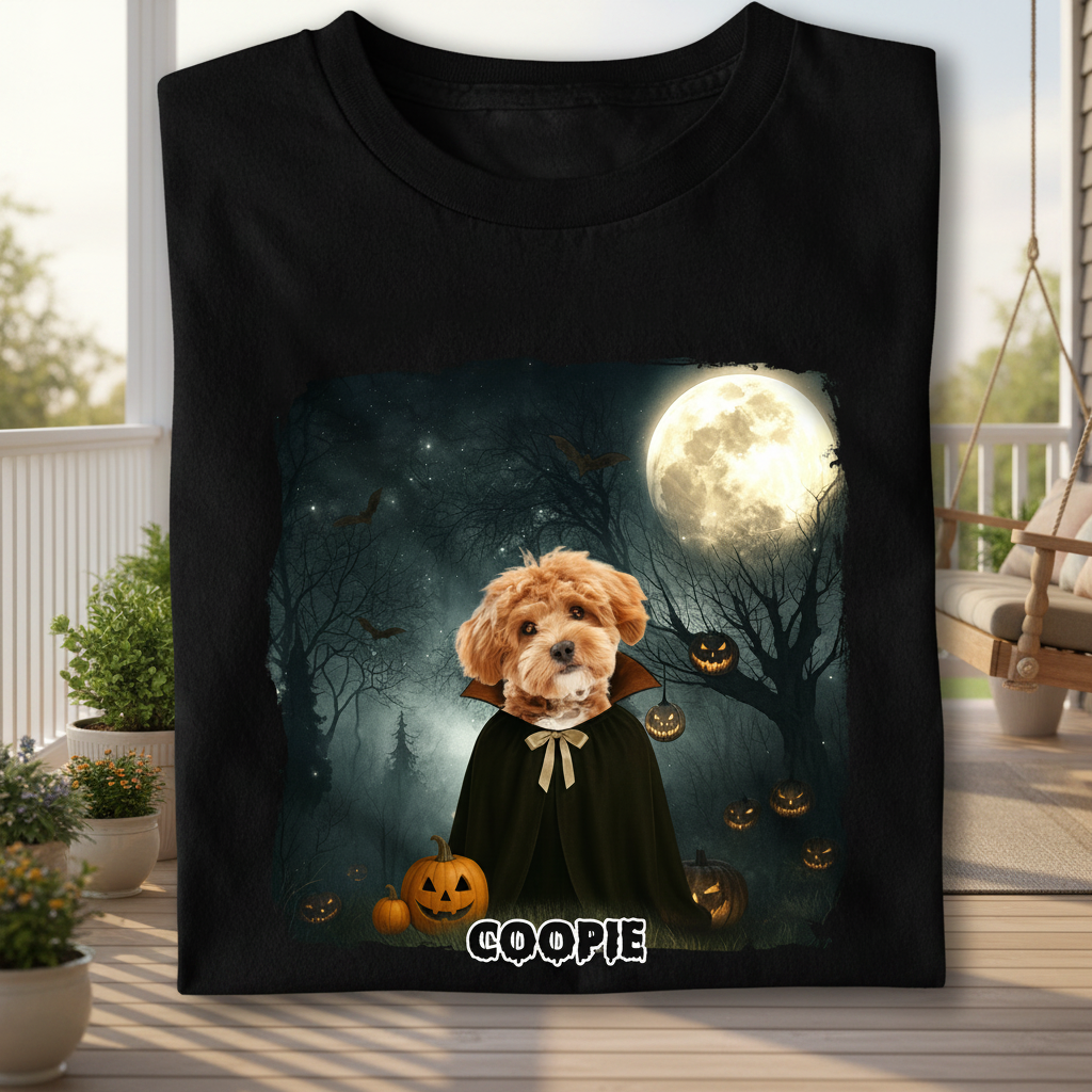 Custom Vth Halloween Cute Peeking T-Shirt — Gift for Dog Lovers 863C4