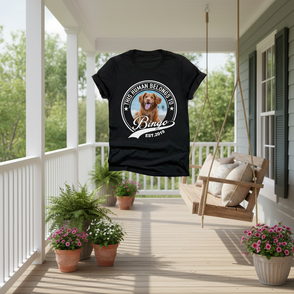 Custom Human Belongs Dog Cat T-Shirt — Gift for Cat Lovers ND26A
