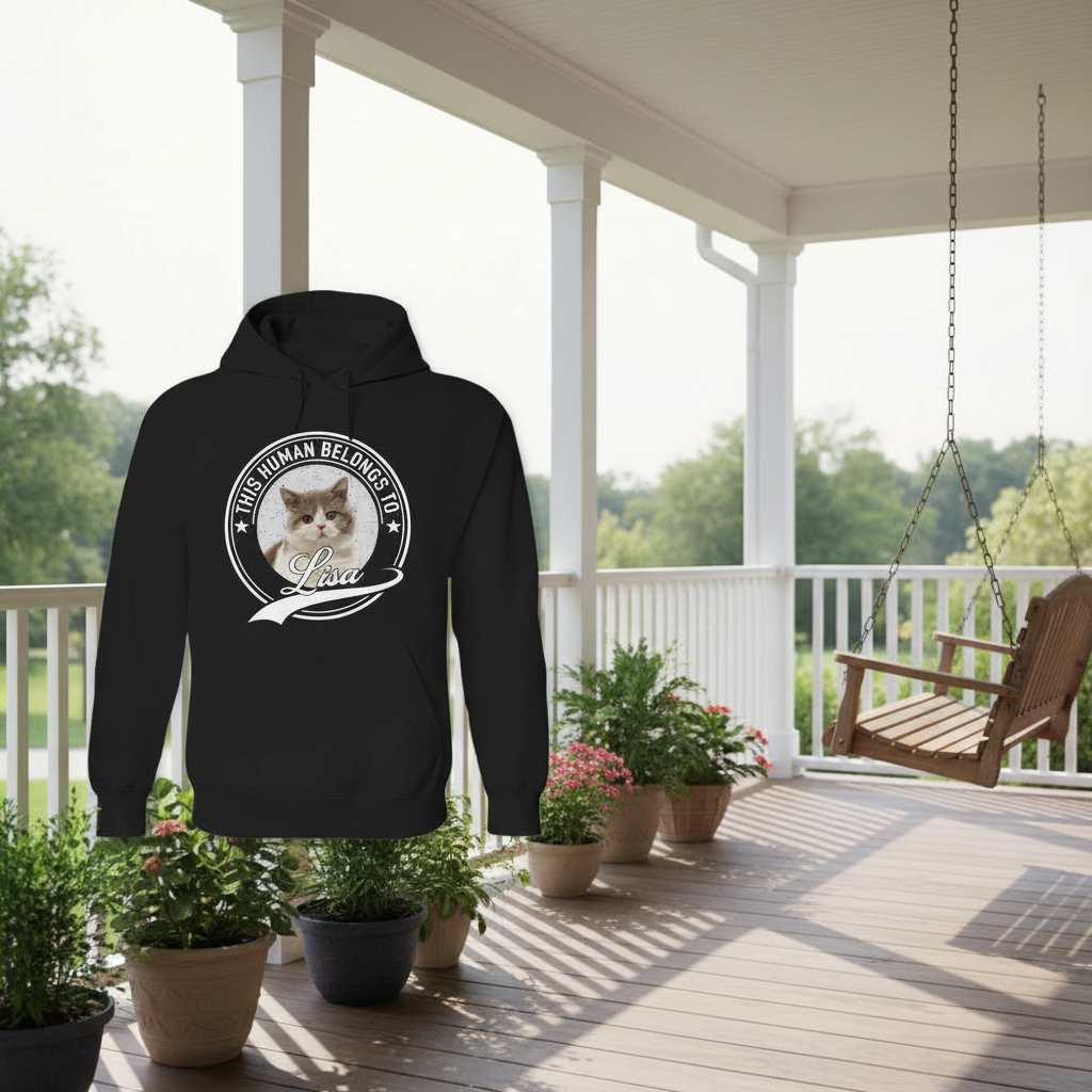 Custom Cat Human Belongs T-Shirt — Gift for Cat Lovers 7HCZA