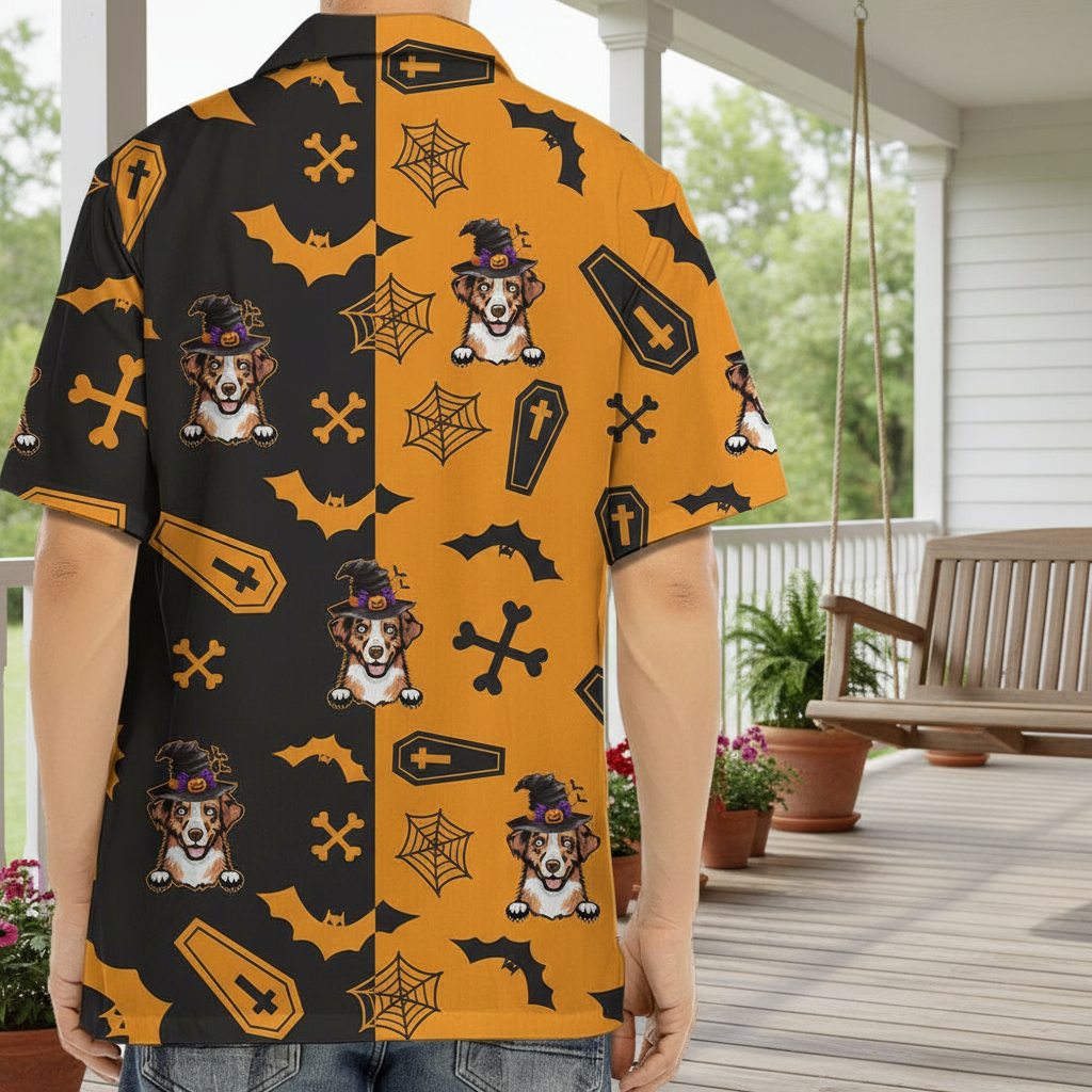 Custom Dog Cat Clipart Halloween Hawaiian Shirt — Gift for Cat Lovers GM5H5