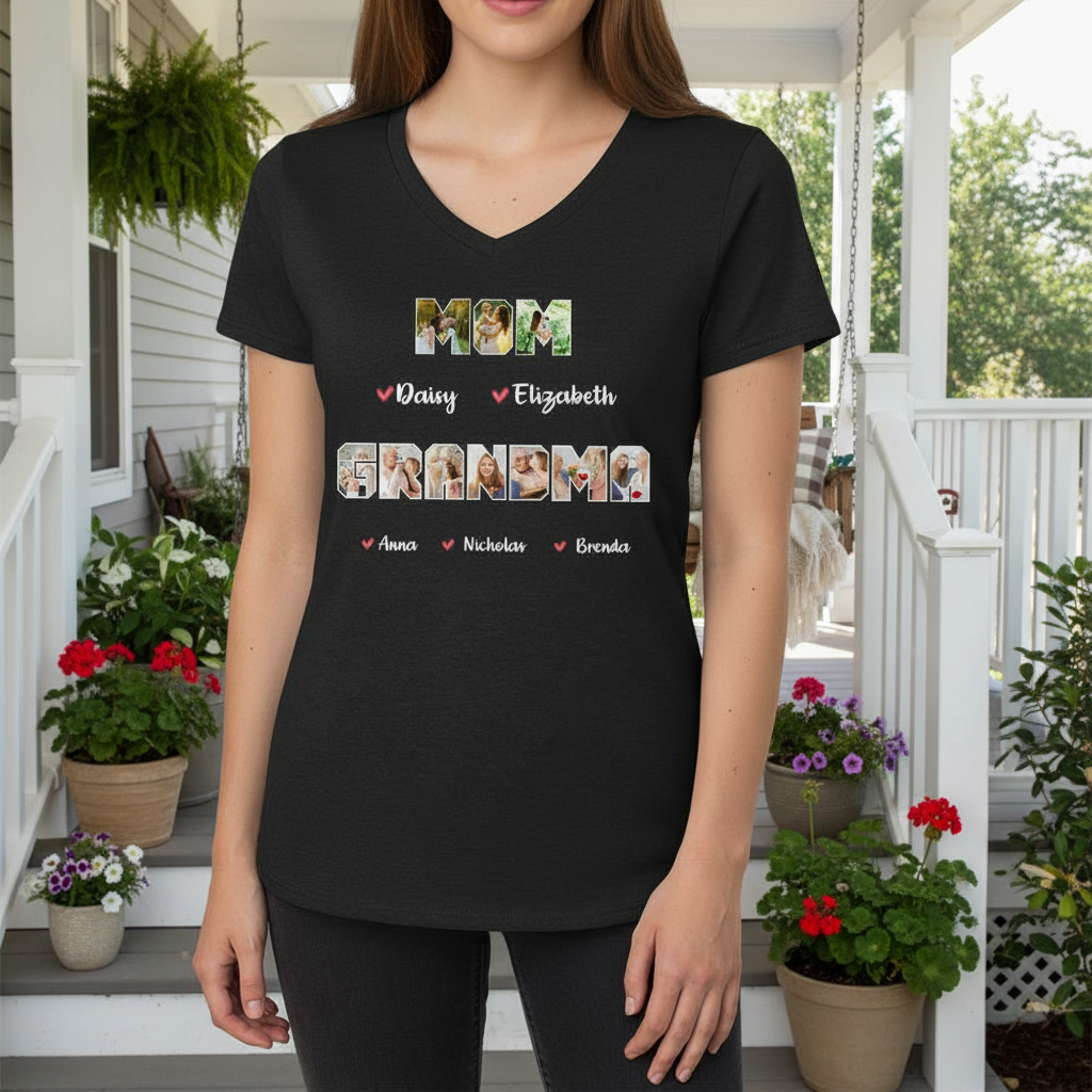Custom Mom Grandma Dark T-Shirt — Gift for Mom QK3V8