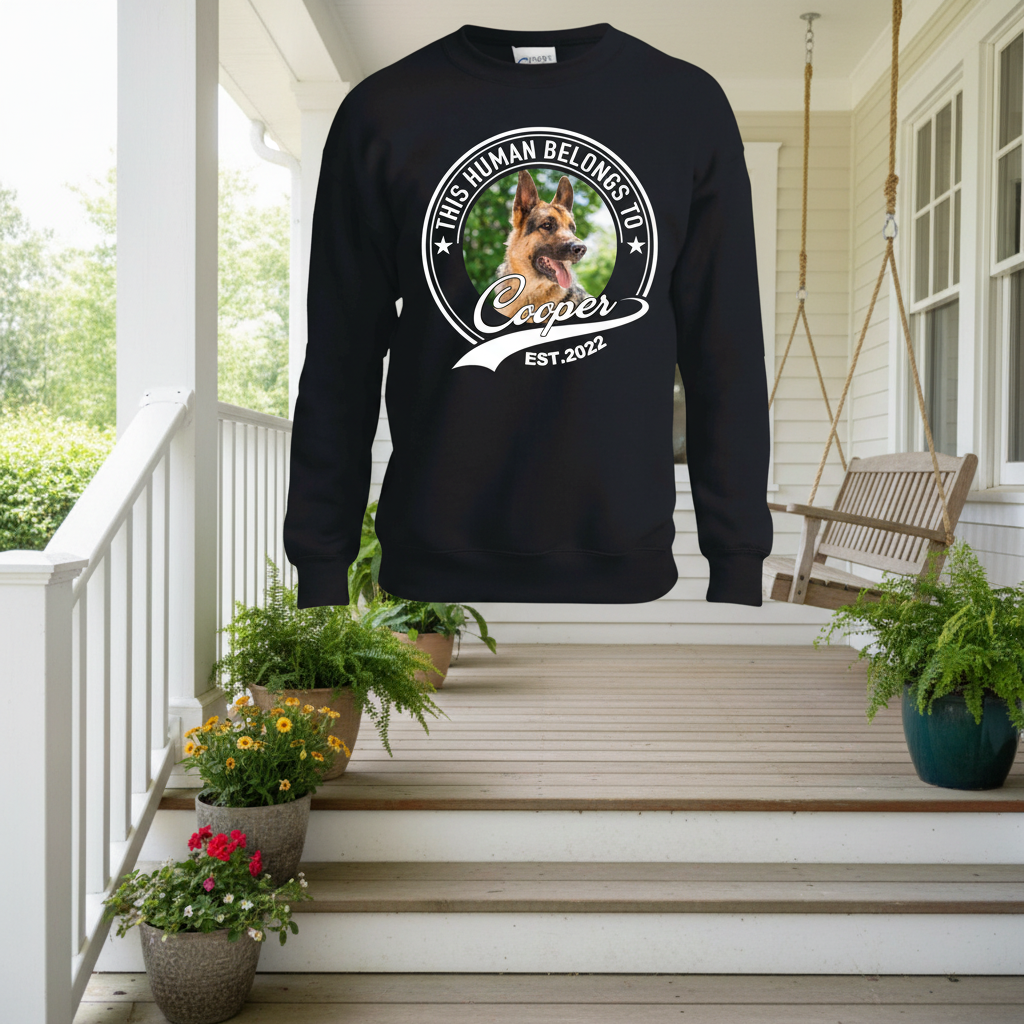 Custom Human Belongs Dog Cat T-Shirt — Gift for Cat Lovers ZZ4CK