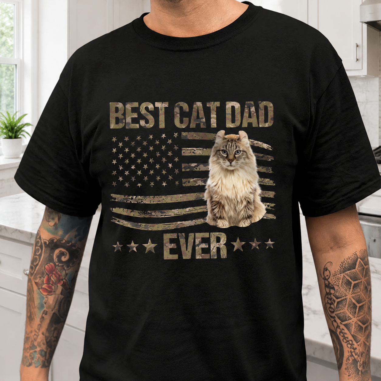 Custom Best Cat Dad Ever T-Shirt — Gift for Dad PYV6V