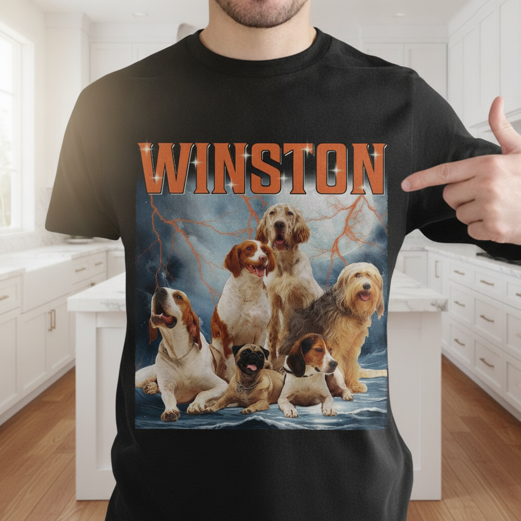 Custom Dog Vintage Portrait T-Shirt — Gift for Dog Lovers Q9A9E