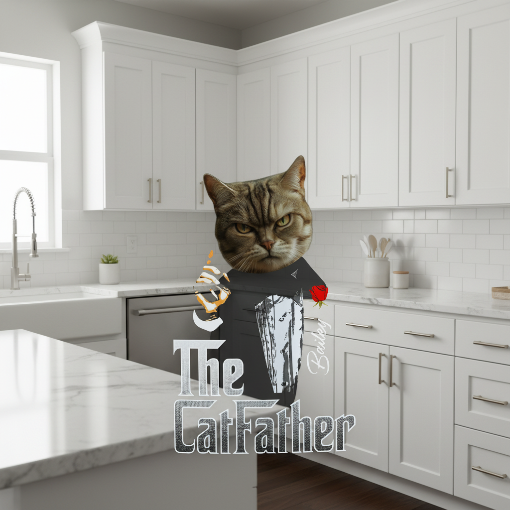 Custom Catfather Gentlemen Cat Dad T-Shirt — Gift for Dad S287F