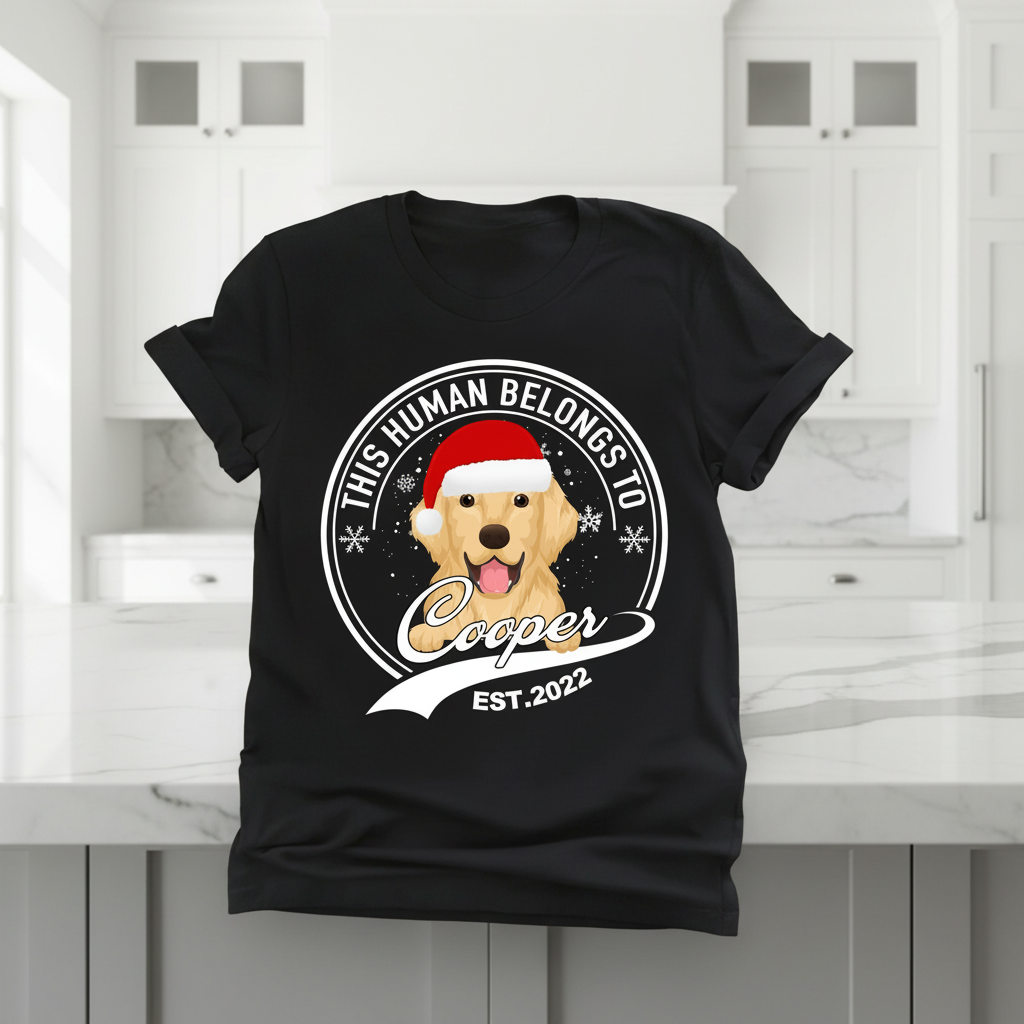 Custom Human Belongs Christmas Dog T-Shirt — Christmas Gift 882ZG