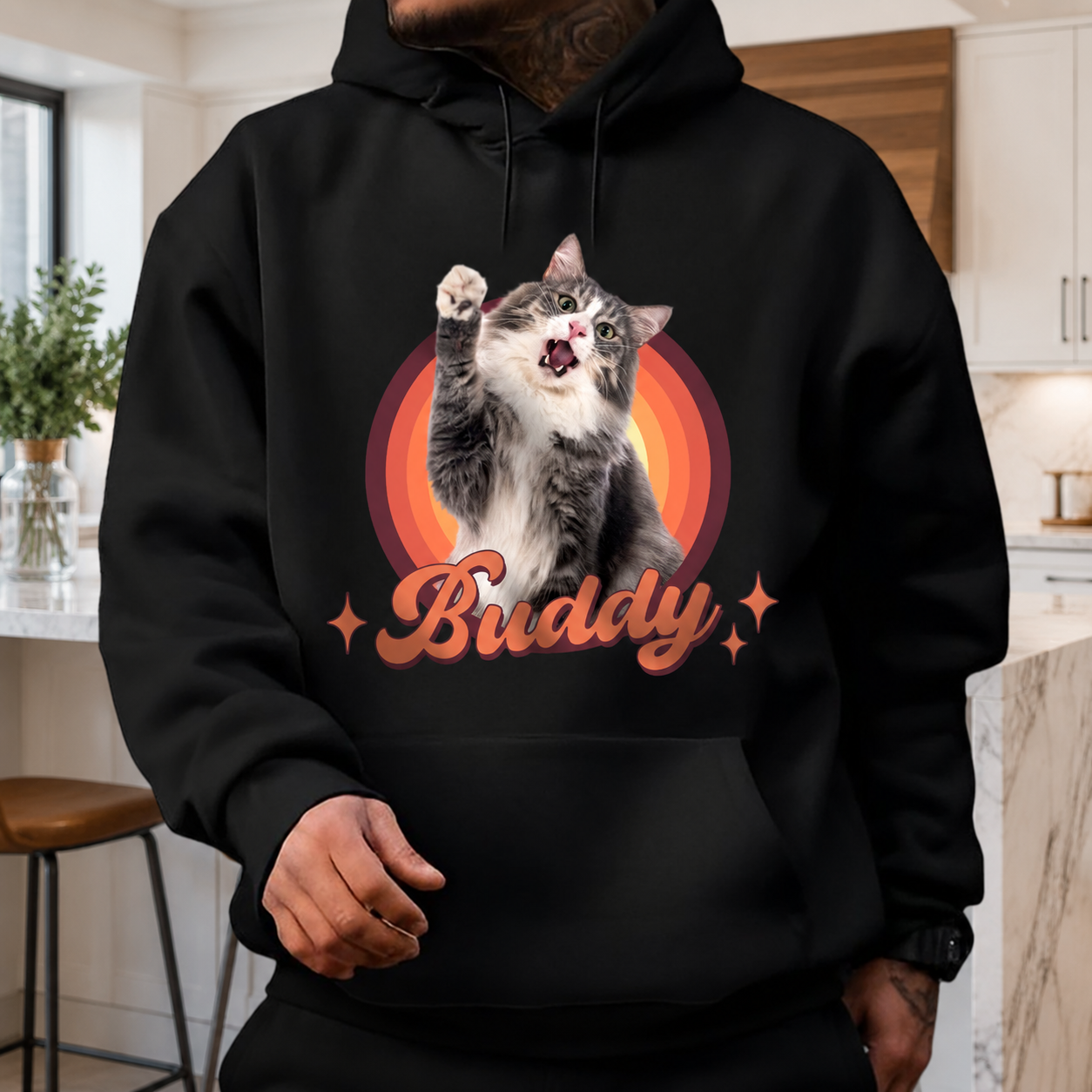 Custom Cute Cat Retro Dark T-Shirt — Gift for Cat Lovers EMG55