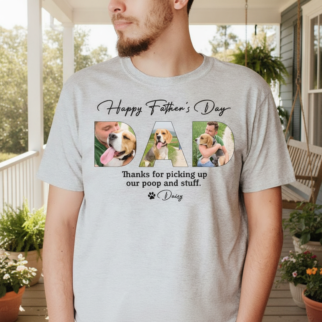 Custom Happy Fathers Day Dog T-Shirt — Gift for Dad NYW4H