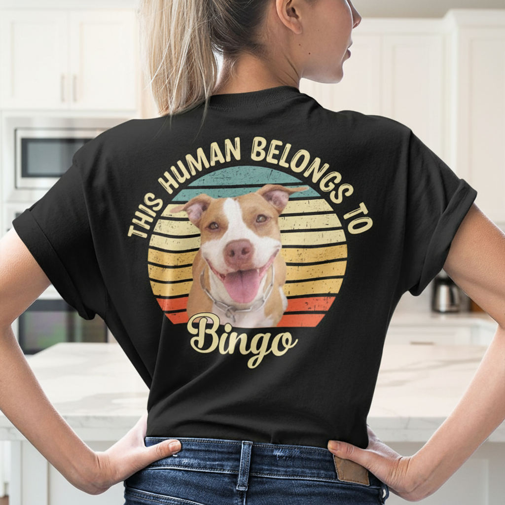 Custom Human Belongs Dog Cat T-Shirt — Gift for Cat Lovers CWSVY