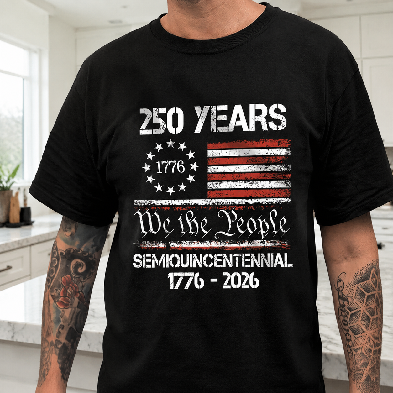 Custom America 250th Anniversary United T-Shirt — Patriotic Gift S4QN7
