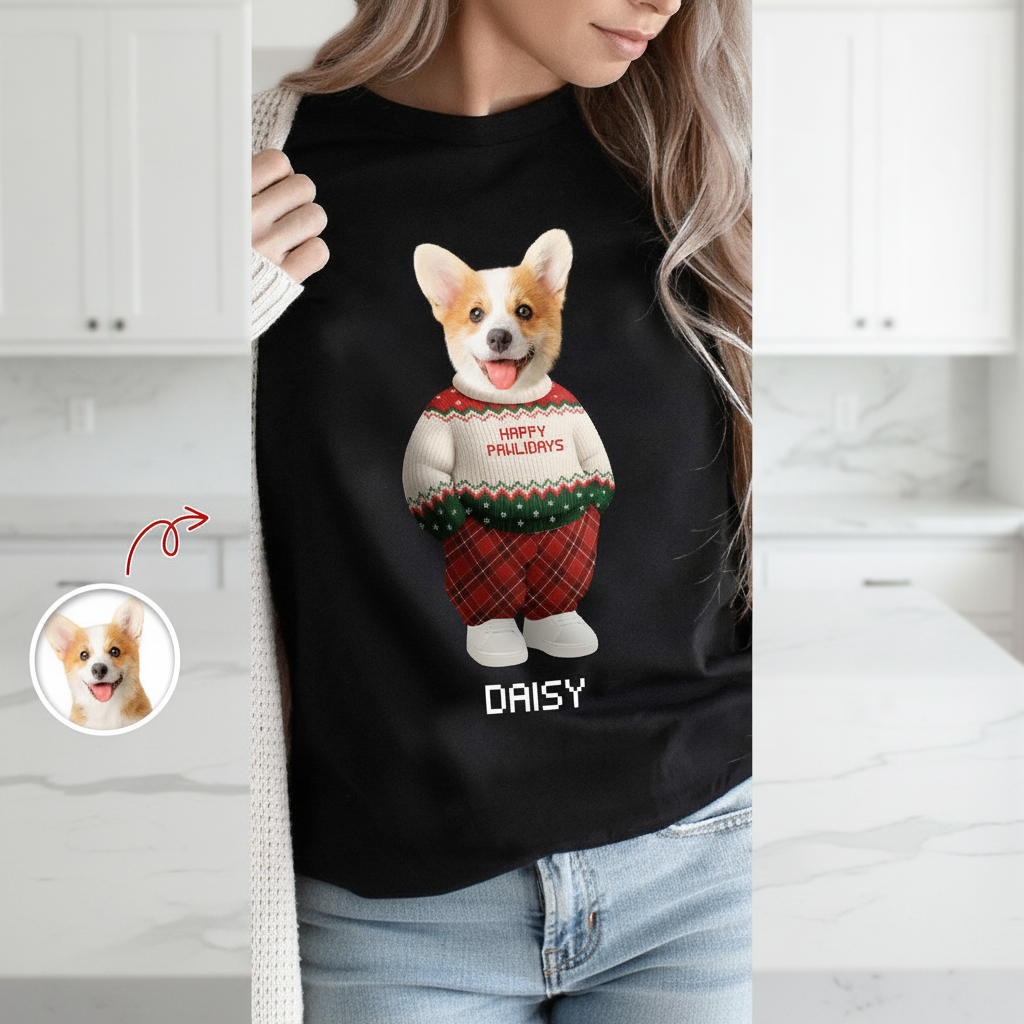 Custom Mha Dog Cat Xmas T-Shirt — Christmas Gift C9YXU