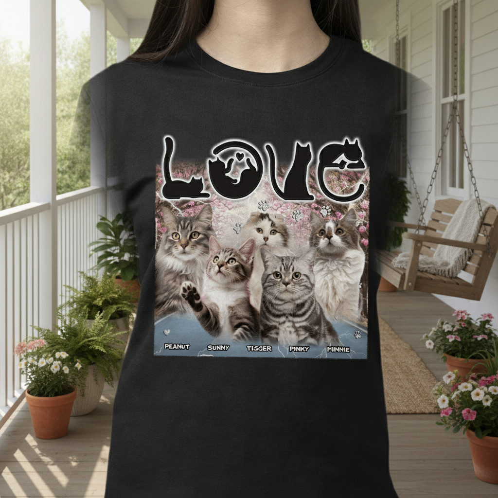 Custom Love Cats Vintage Bootleg T-Shirt — Gift for Cat Lovers YHM5D