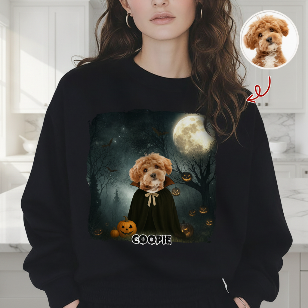 Custom Vth Halloween Cute Peeking T-Shirt — Gift for Dog Lovers 863C4