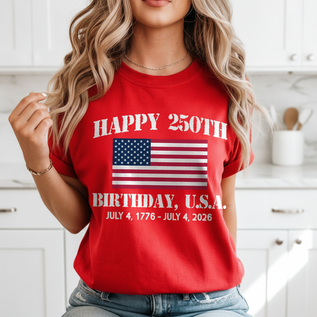 Custom Happy 250th Birthday America T-Shirt — Patriotic Gift NNPMC
