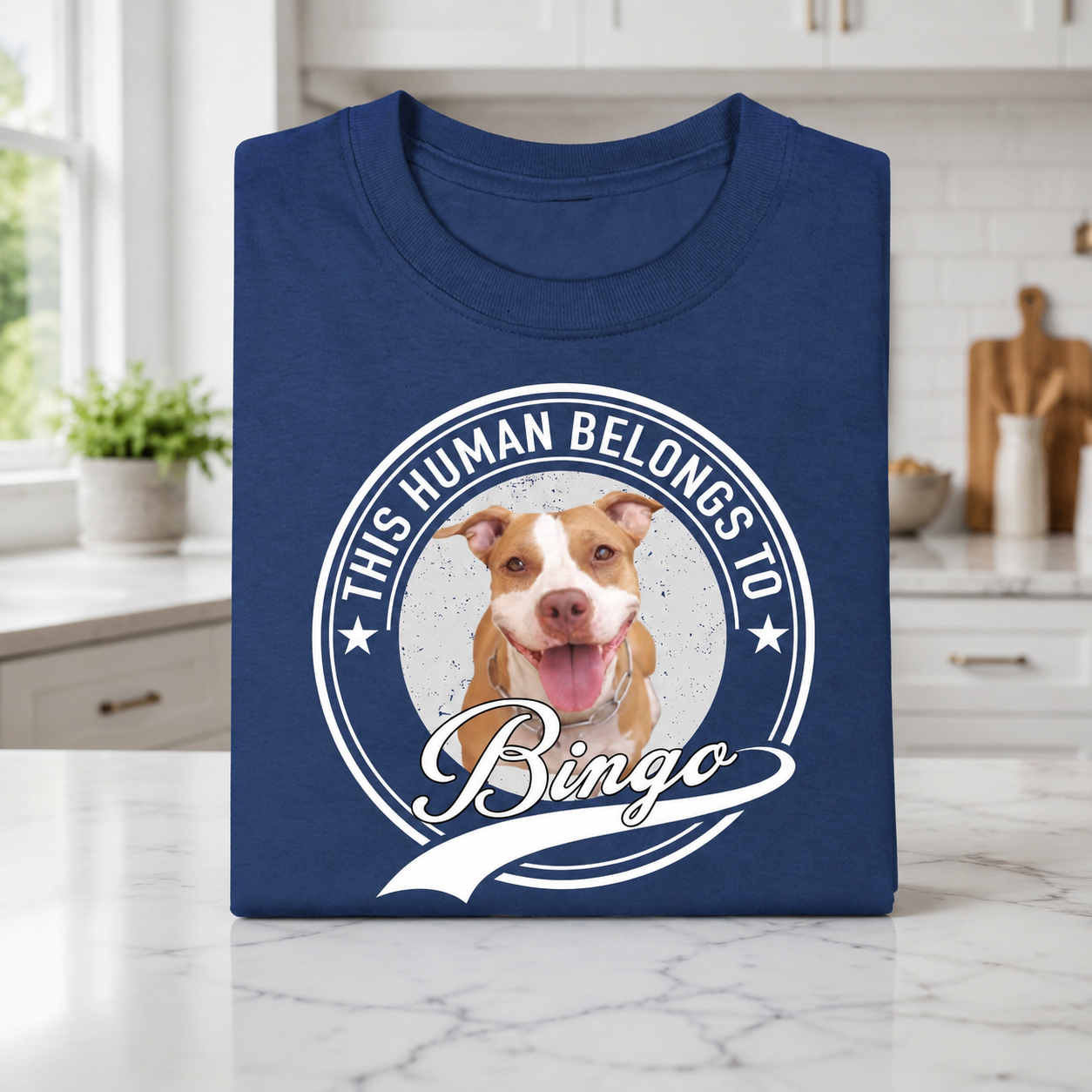 Custom Human Belongs Dog Cat T-Shirt — Gift for Cat Lovers 8V84U