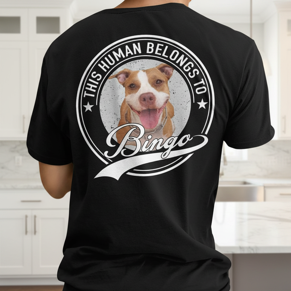 Custom Human Belongs Dog Cat T-Shirt — Gift for Cat Lovers ACAKZ