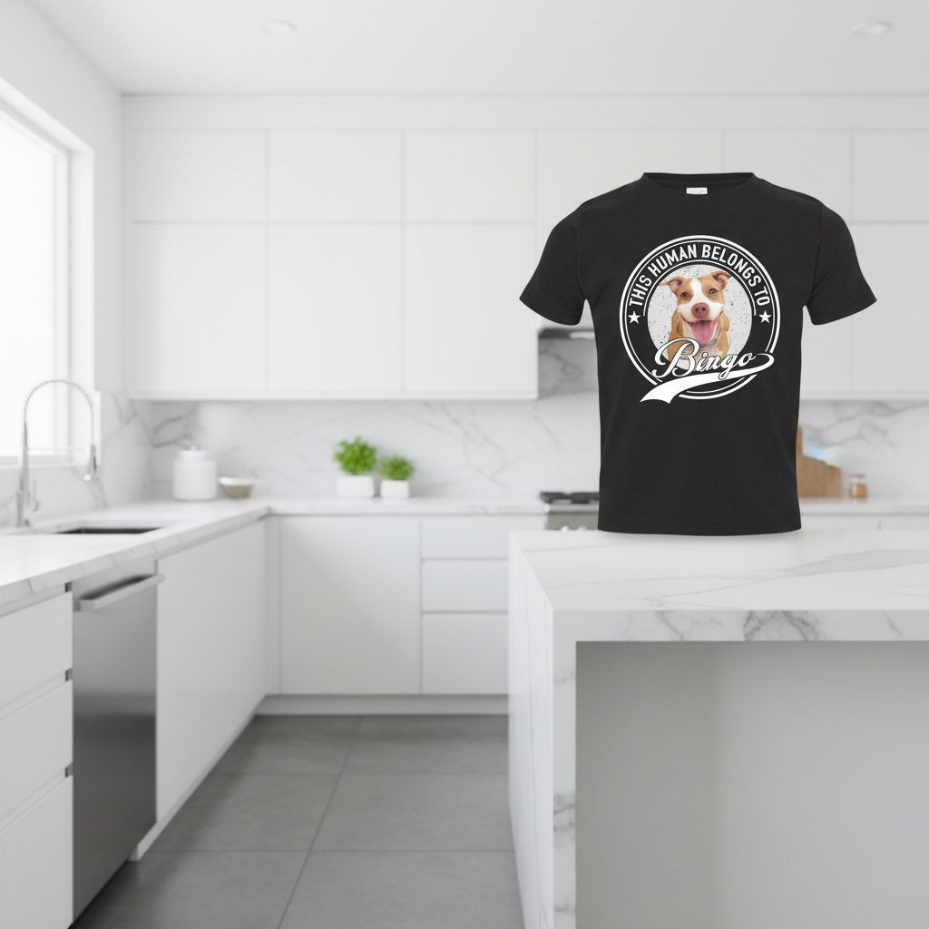 Custom Human Belongs Dog Cat T-Shirt — Gift for Cat Lovers ZZ4CK