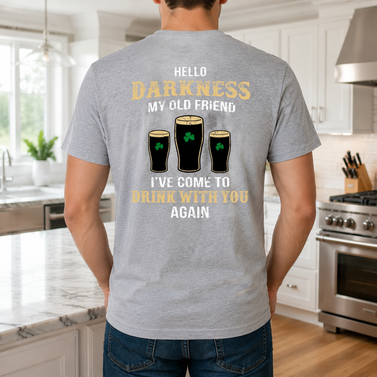 Custom Irish Darkness Front Shamrock T-Shirt — Custom Gift 8WMV8
