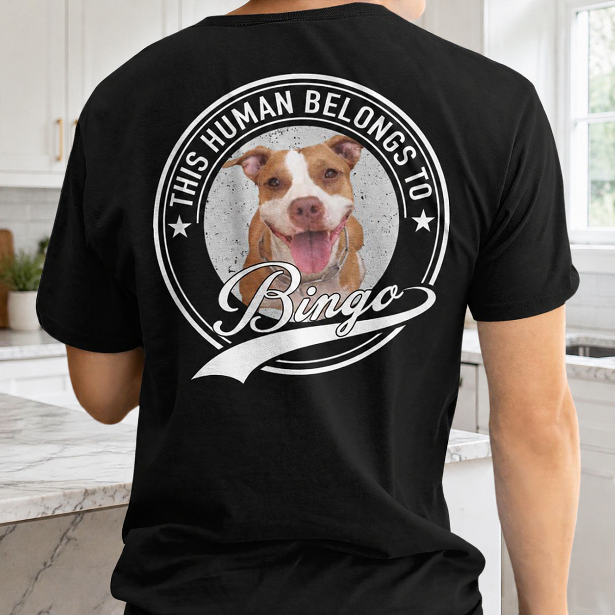Custom Human Belongs Dog Cat T-Shirt — Gift for Cat Lovers 398VZ