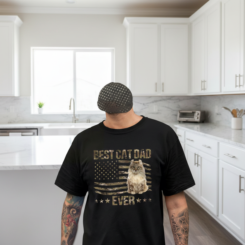 Custom Best Cat Dad Ever T-Shirt — Gift for Dad U429M