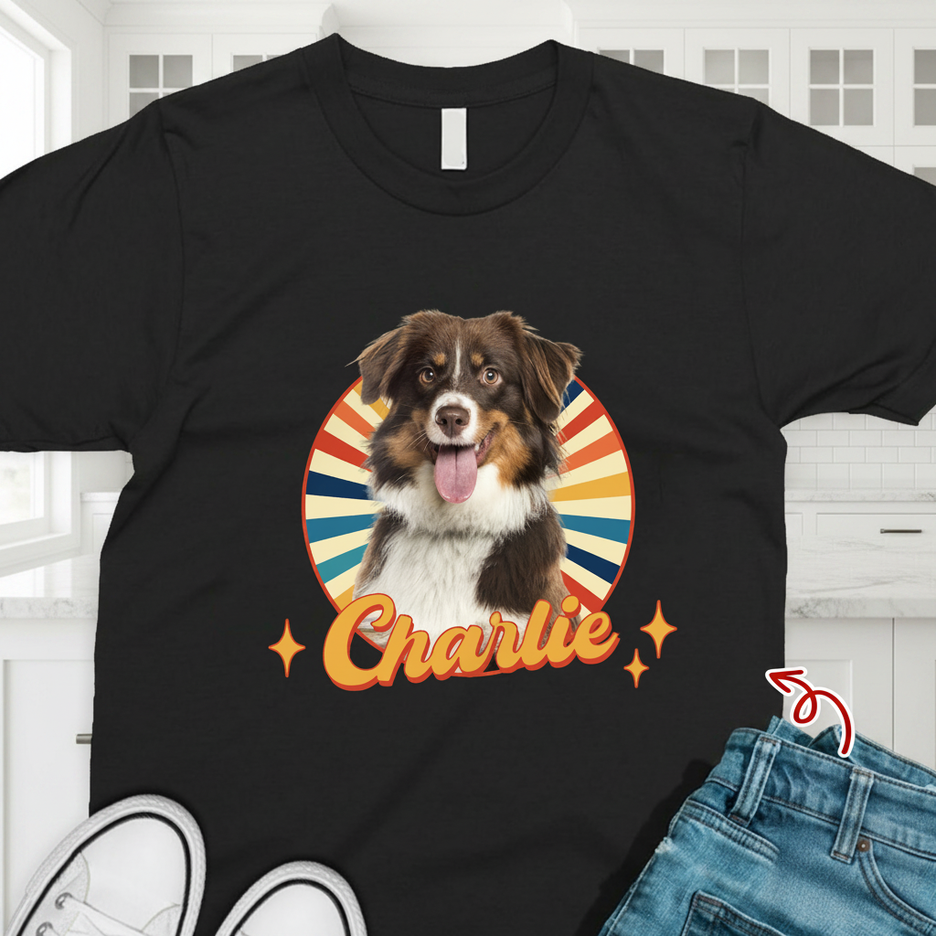 Custom Cute Dog Retro Dark T-Shirt — Gift for Dog Lovers SZKF7