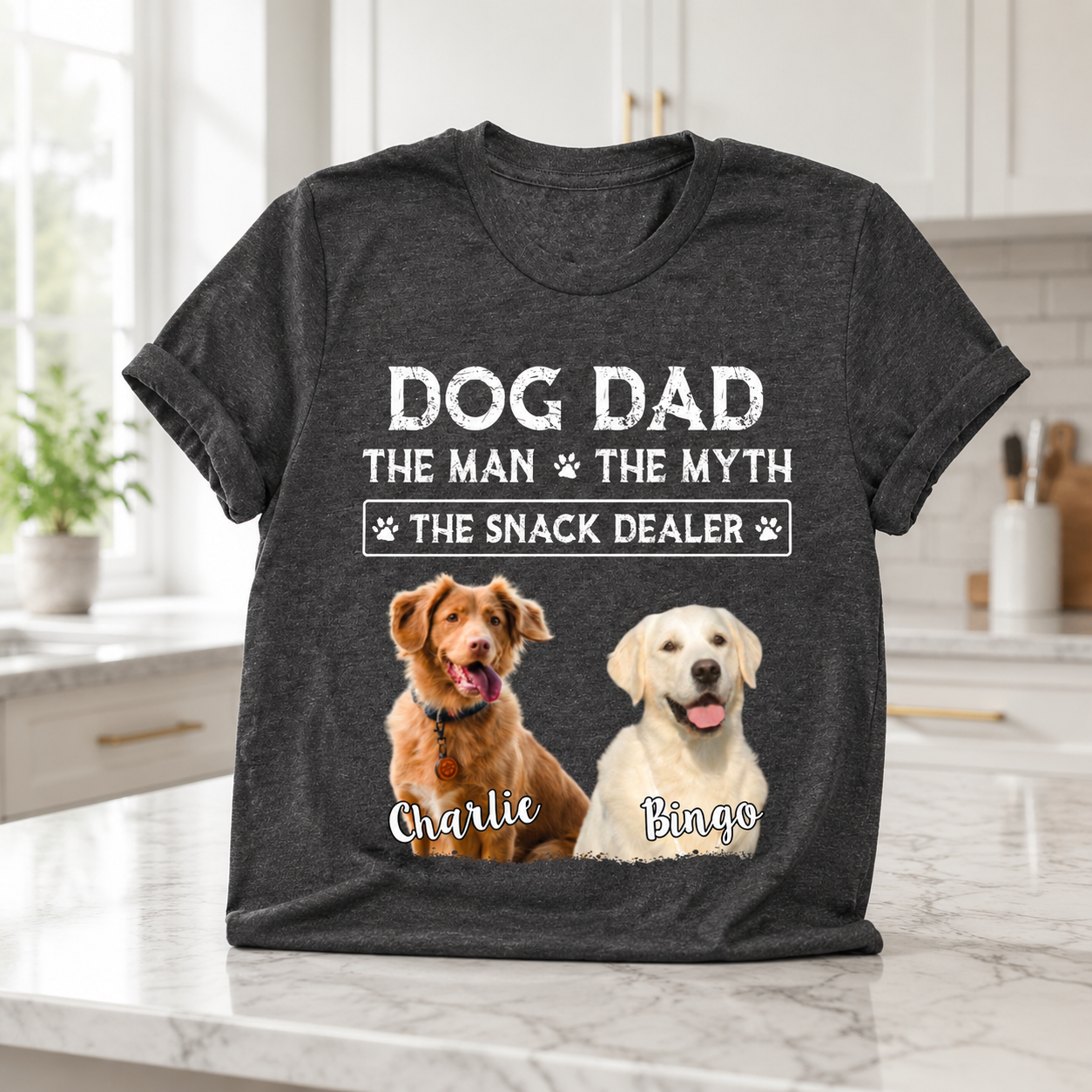 Custom Dog Dad Myth Snack T-Shirt — Gift for Dad D656R