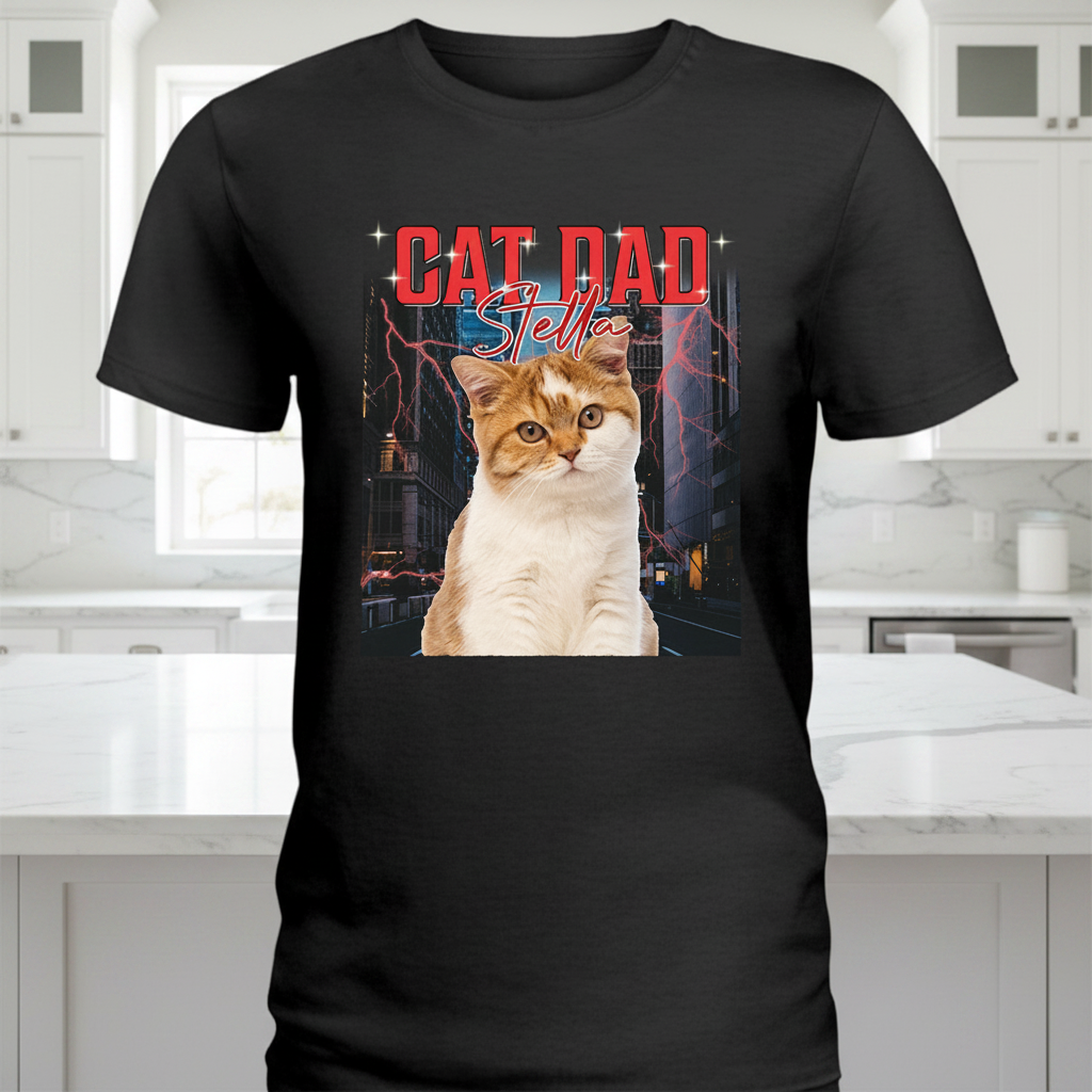 Custom Retro Vintage Cat Portrait T-Shirt — Gift for Cat Lovers BHW23