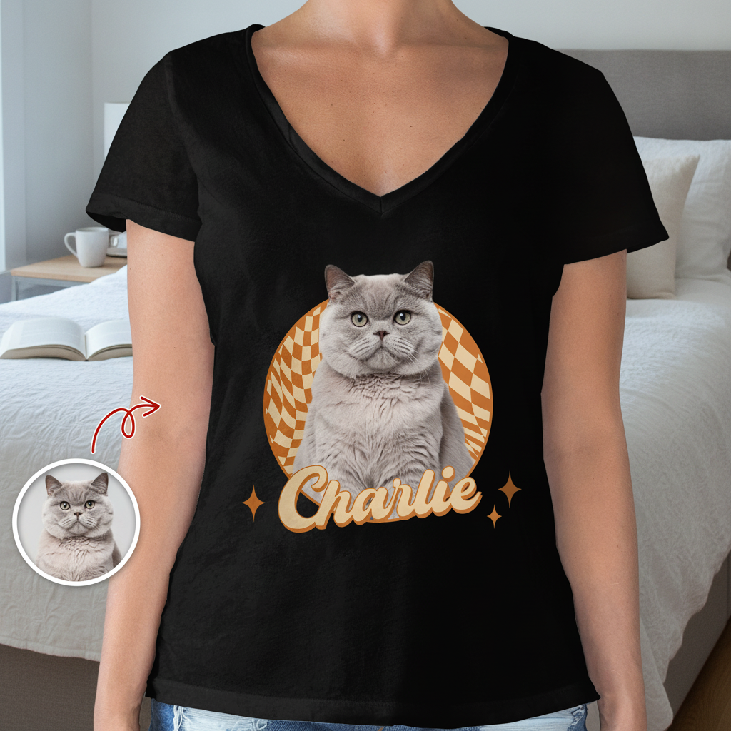 Custom Cute Cat Retro Dark T-Shirt — Gift for Cat Lovers K93GS