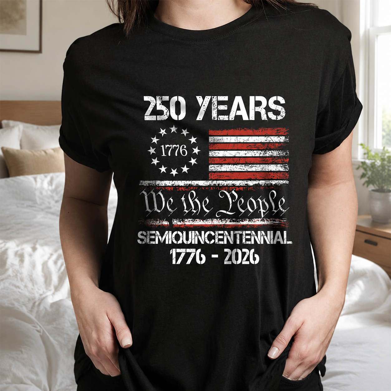 Custom America 250th Anniversary United T-Shirt — Patriotic Gift S4QN7