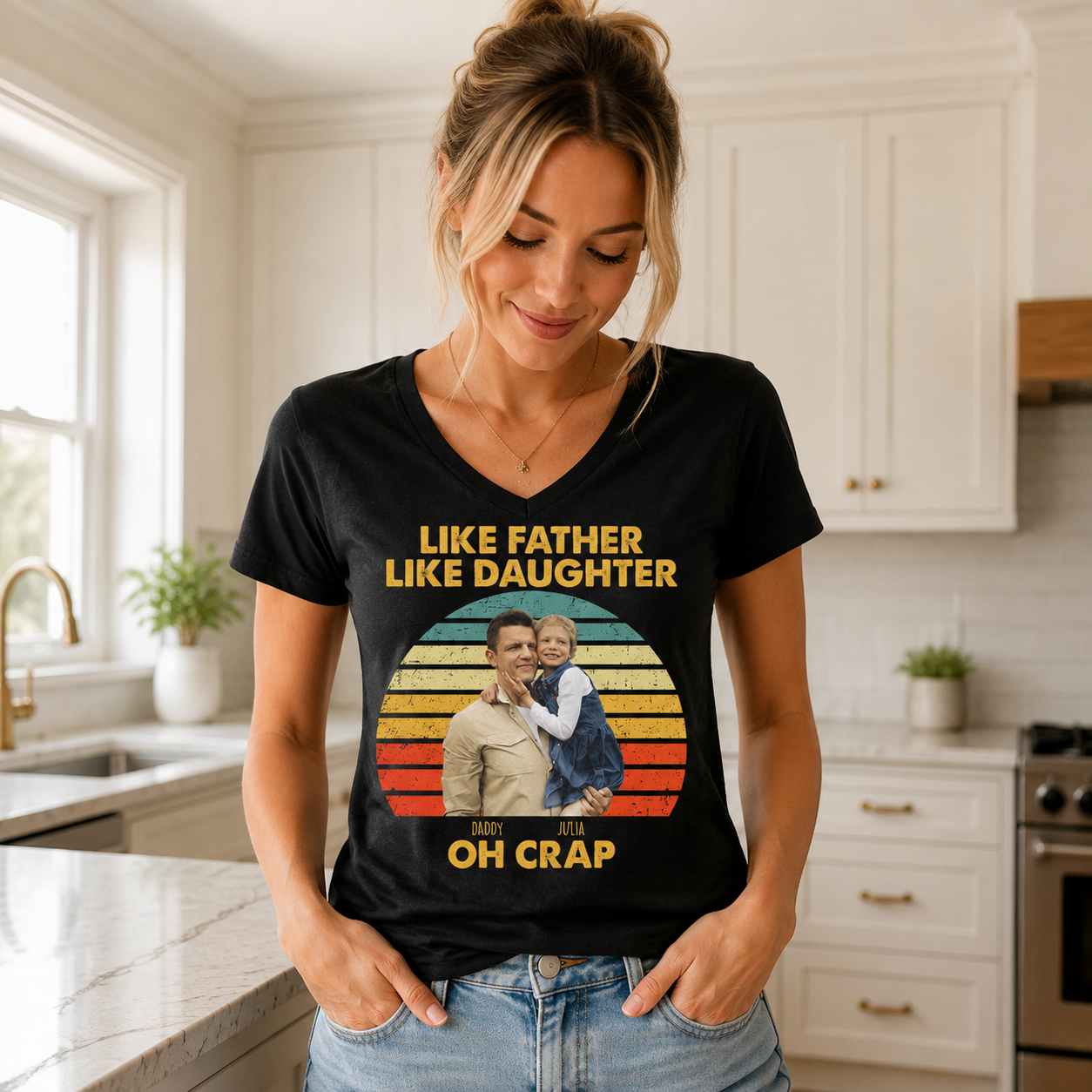Custom Like Father Daughter Retro T-Shirt — Gift for Dad H4JPY