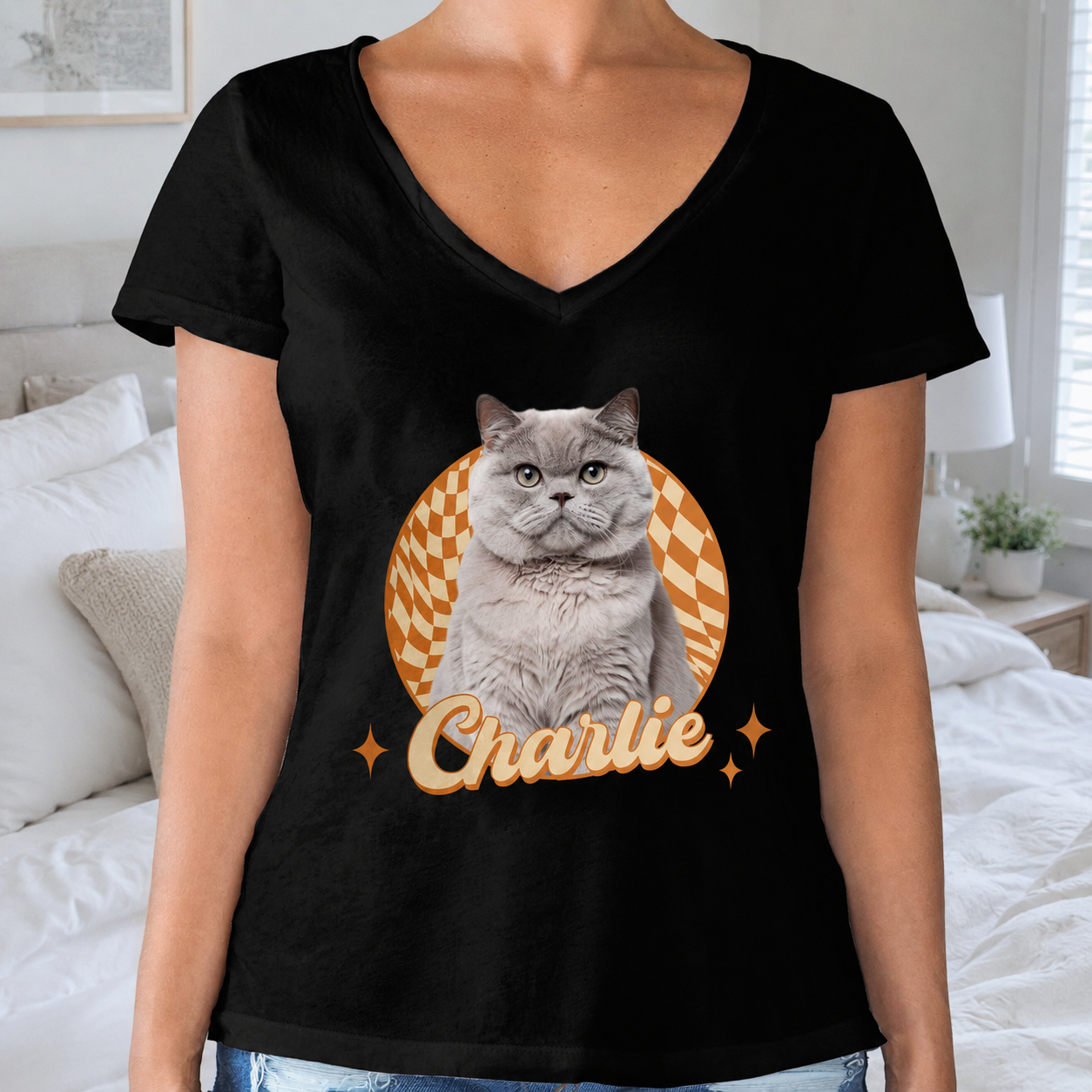 Custom Cute Cat Retro Dark T-Shirt — Gift for Cat Lovers EMG55