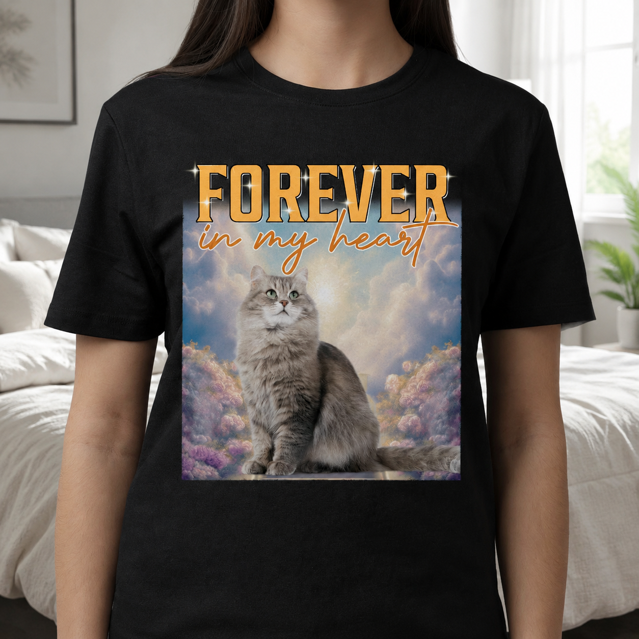 Custom Cat Portrait Retro T-Shirt — Gift for Cat Lovers W9T5W