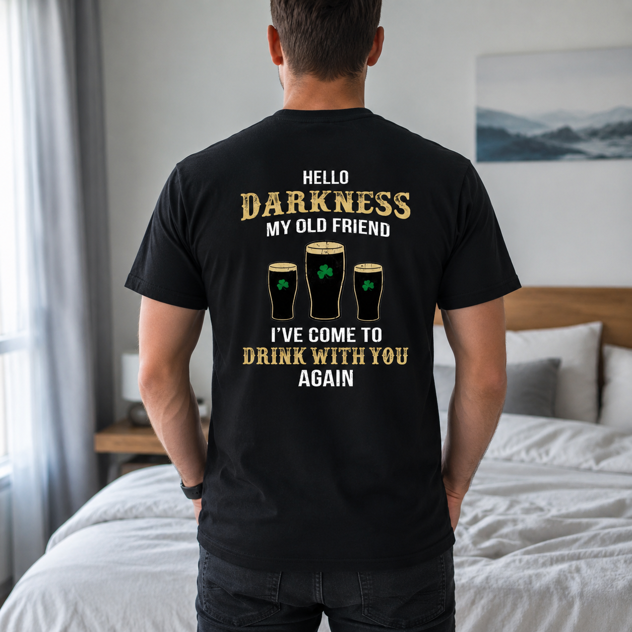 Custom Irish Darkness Front Shamrock T-Shirt — Custom Gift 8WMV8
