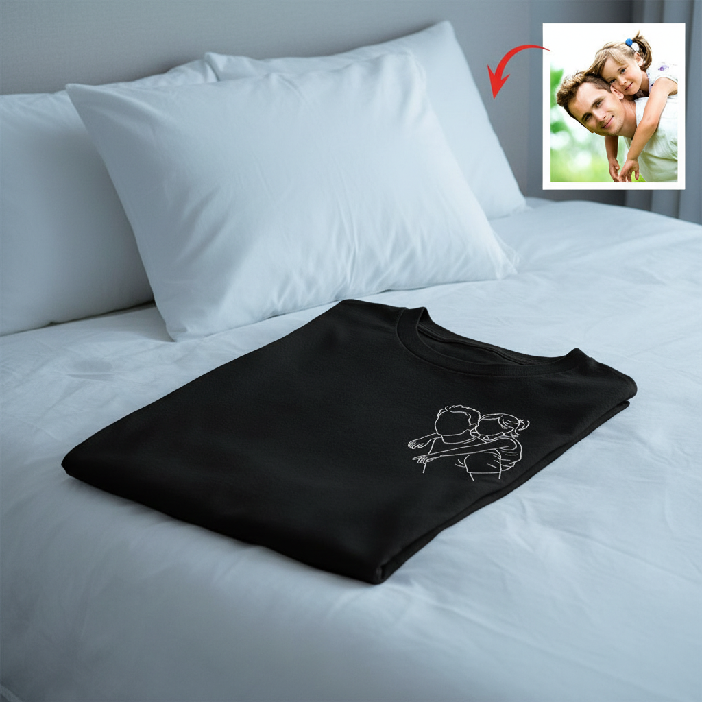 Custom Dad Kids Portrait Drawing T-Shirt — Gift for Dad GDHE2