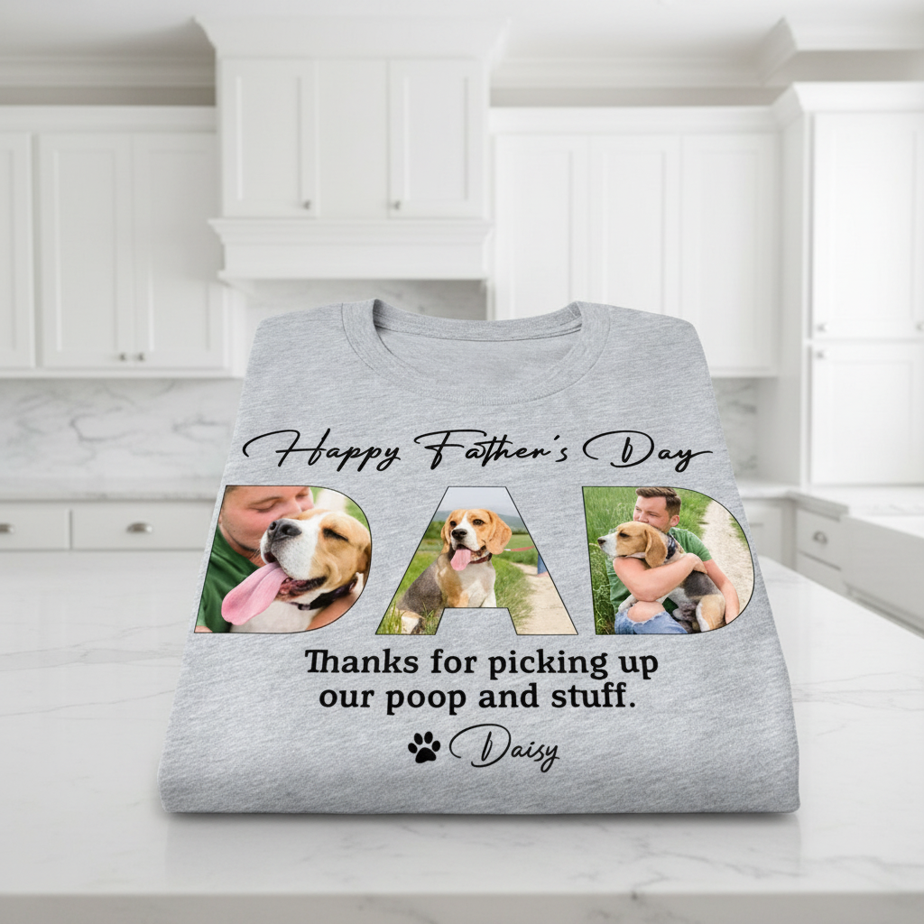 Custom Happy Fathers Day Dog T-Shirt — Gift for Dad NYW4H