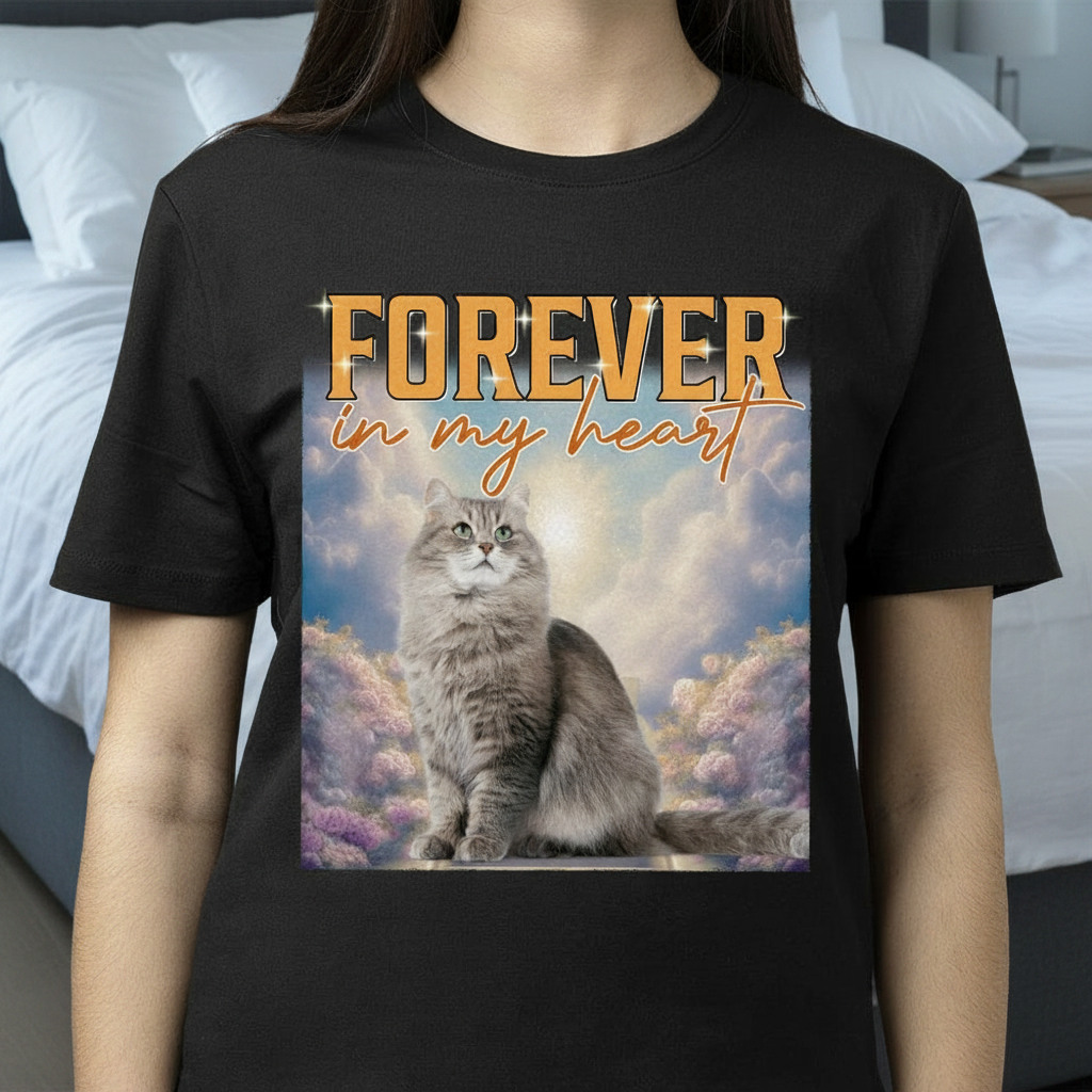 Custom Cat Portrait Retro T-Shirt — Gift for Cat Lovers ZBJXB