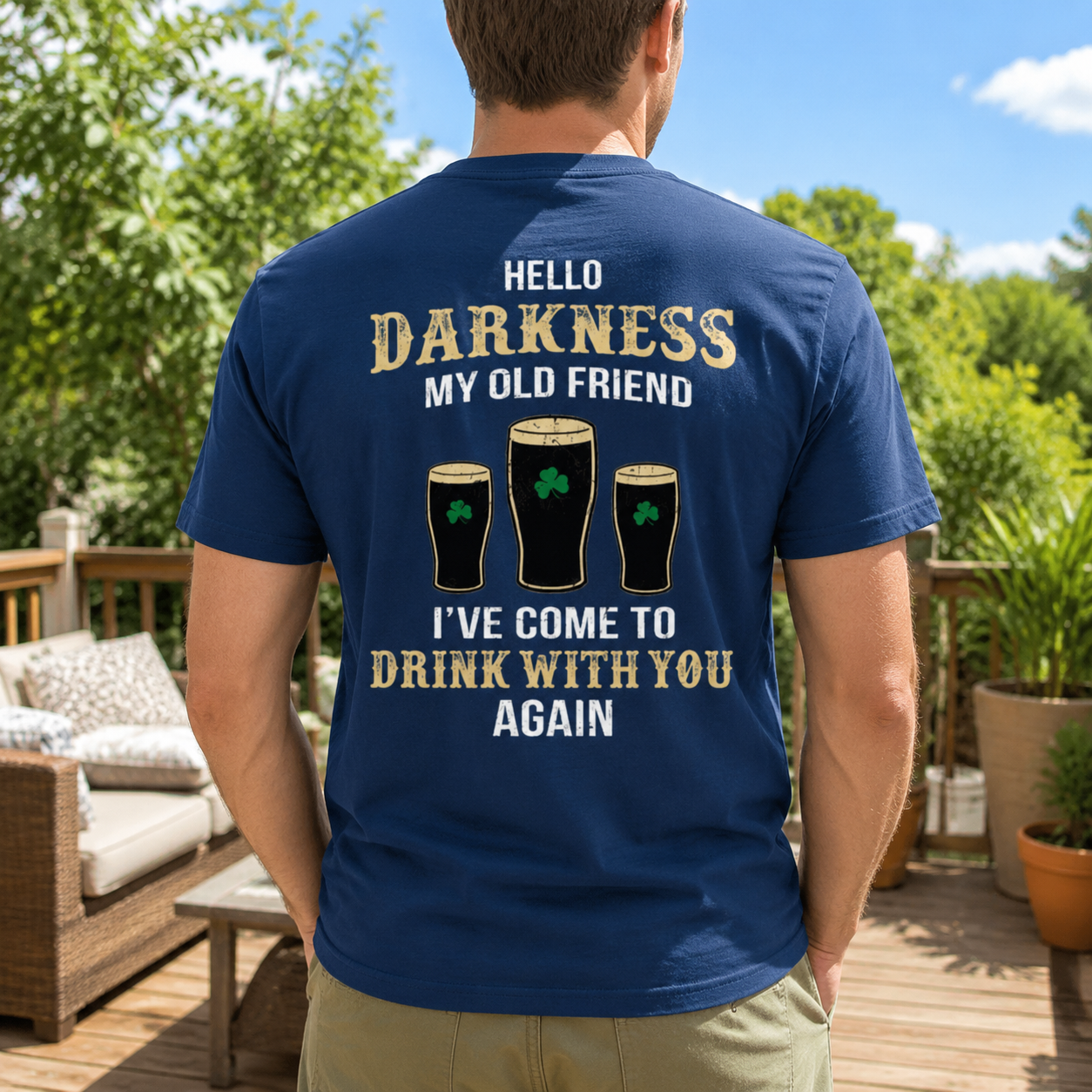 Custom Irish Darkness Front Shamrock T-Shirt — Custom Gift 8WMV8