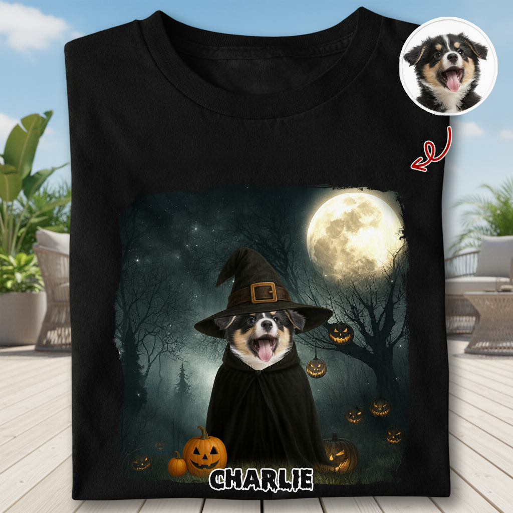 Custom Vth Halloween Cute Peeking T-Shirt — Gift for Dog Lovers 863C4