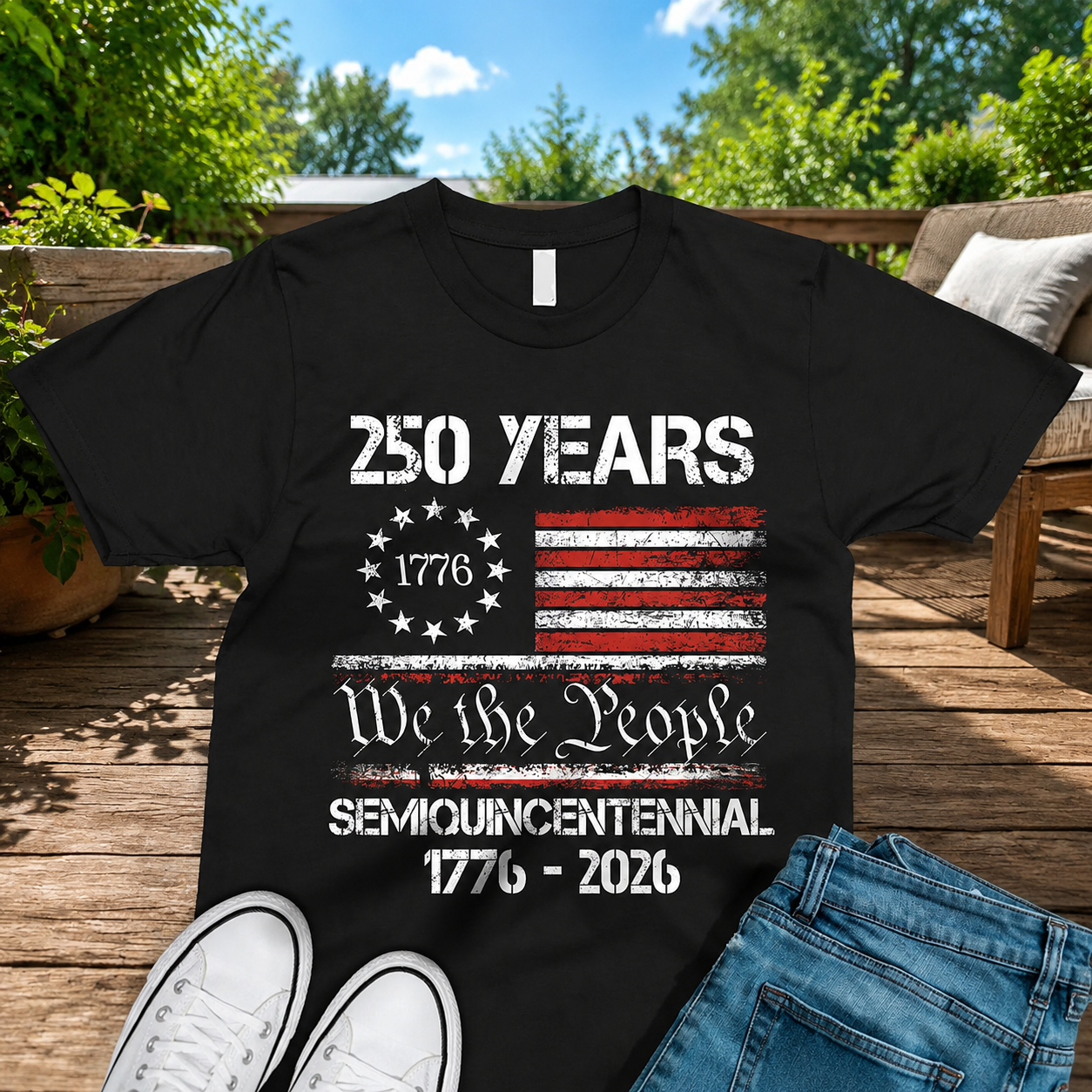 Custom America 250th Anniversary United T-Shirt — Patriotic Gift S4QN7