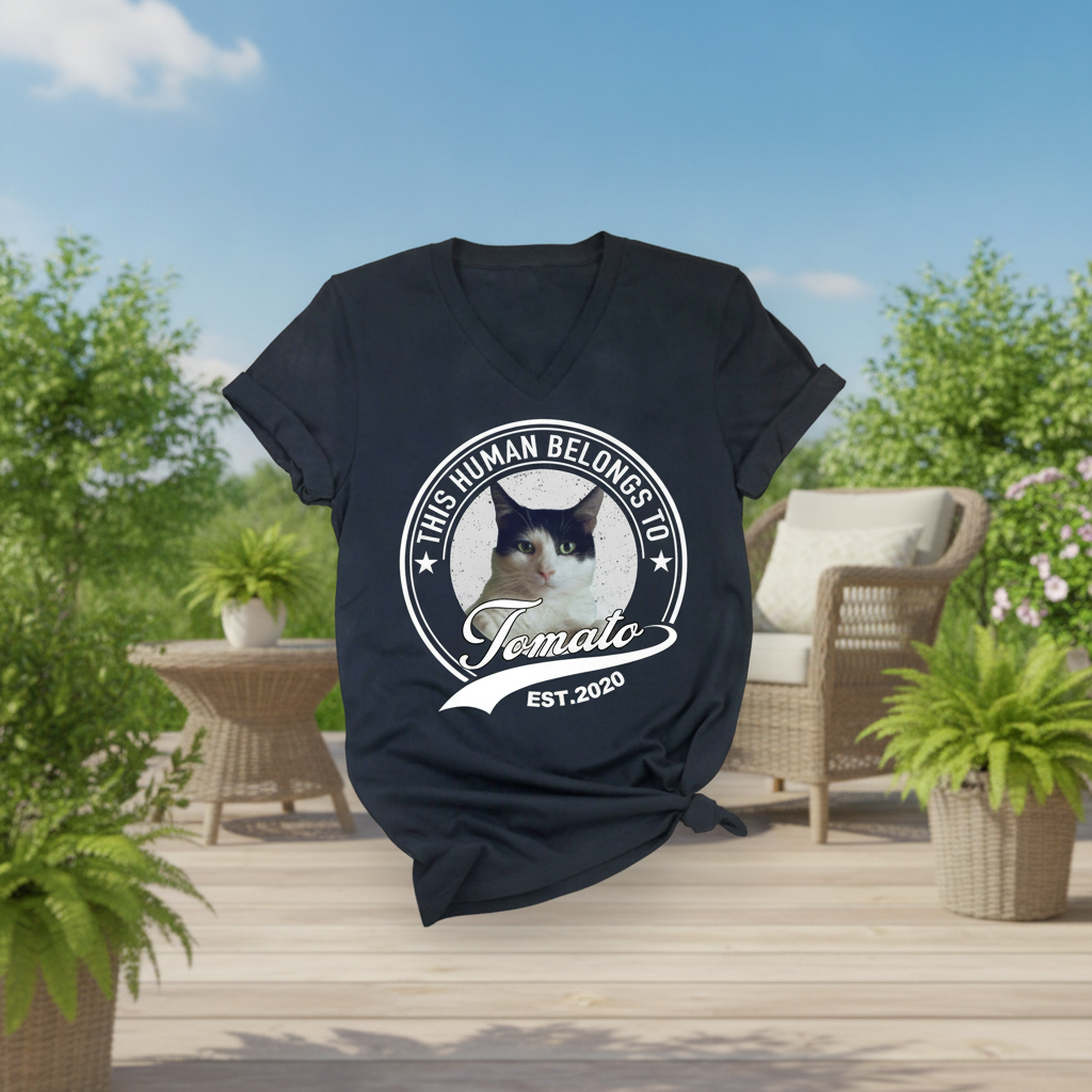 Custom Human Belongs Dog Cat T-Shirt — Gift for Cat Lovers NGV2Q