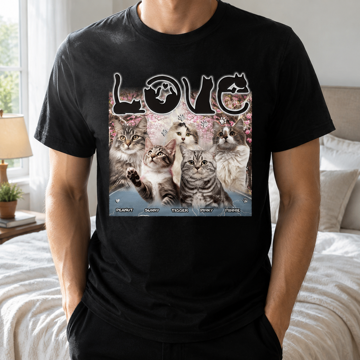Custom Love Cats Vintage Bootleg T-Shirt — Gift for Cat Lovers W8WZT