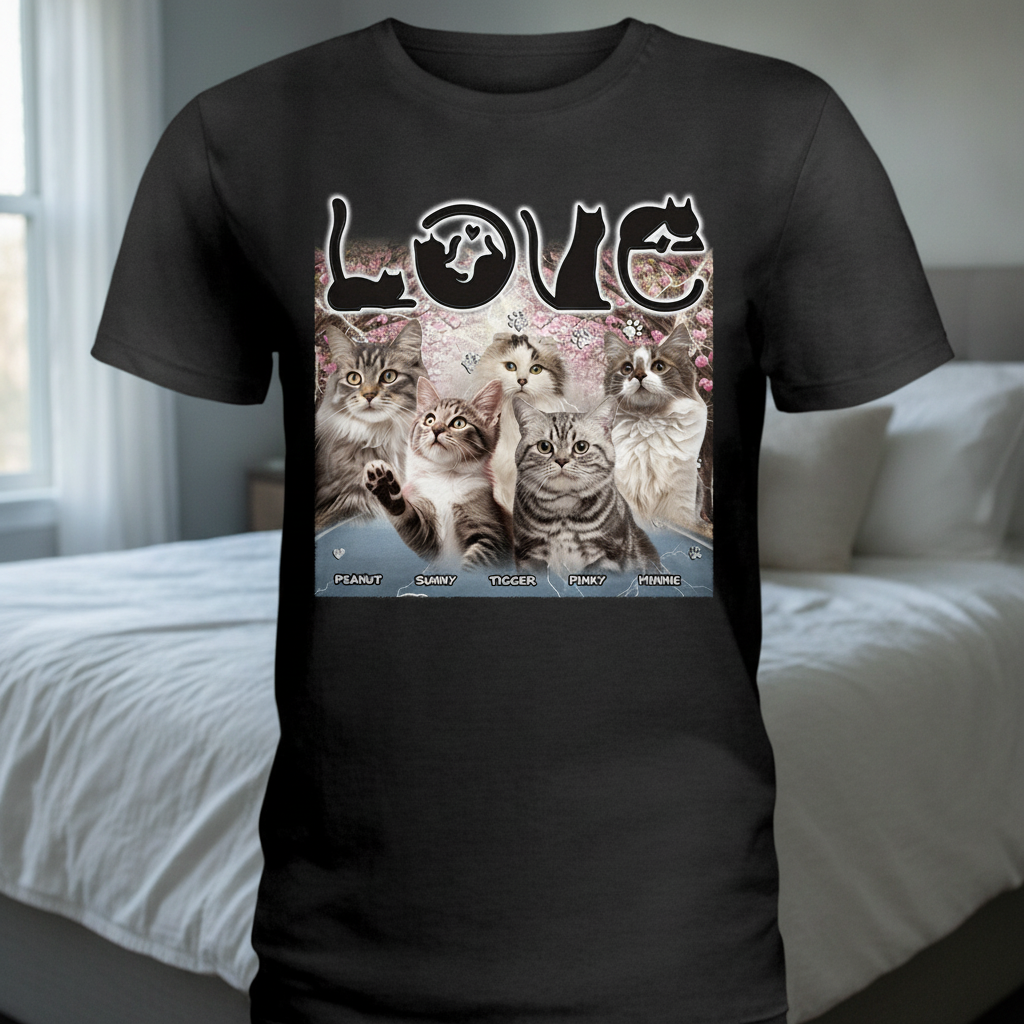 Custom Love Cats Vintage Bootleg T-Shirt — Gift for Cat Lovers YHM5D