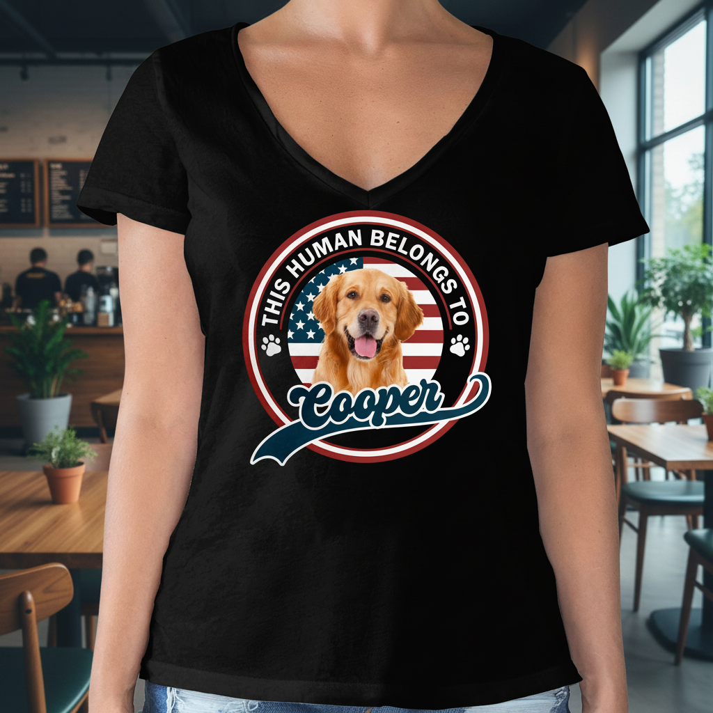 Custom Vth This Human Belongs T-Shirt — Gift for Cat Lovers YVWX6
