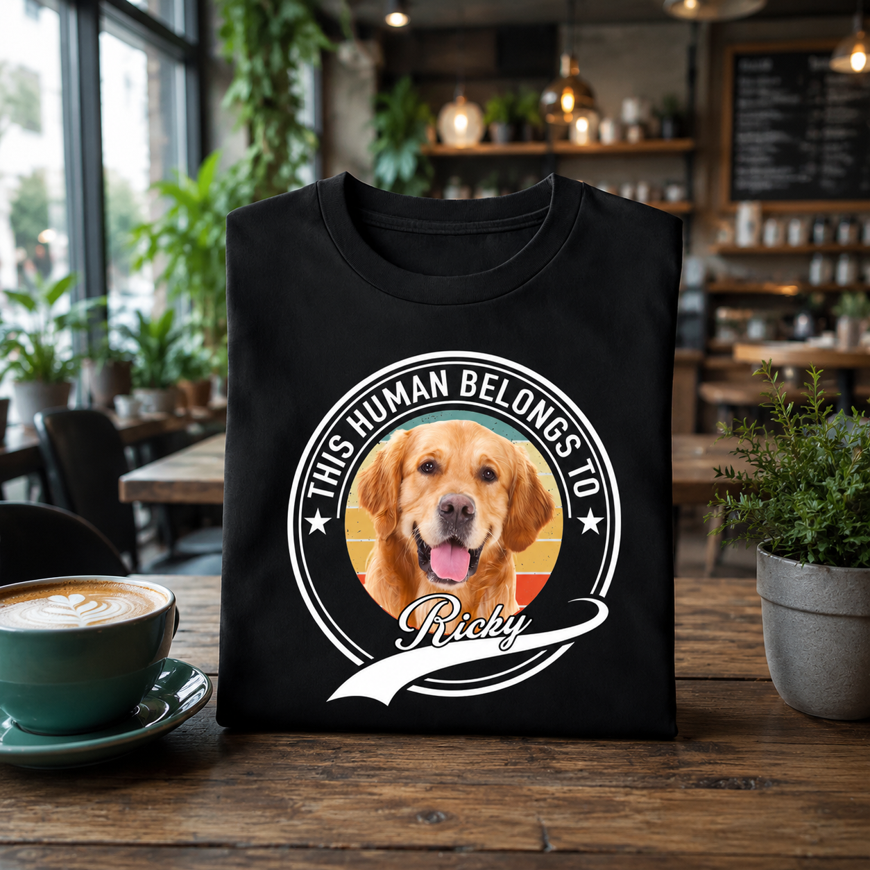 Custom Human Belongs Dog Cat T-Shirt — Gift for Cat Lovers 8V84U