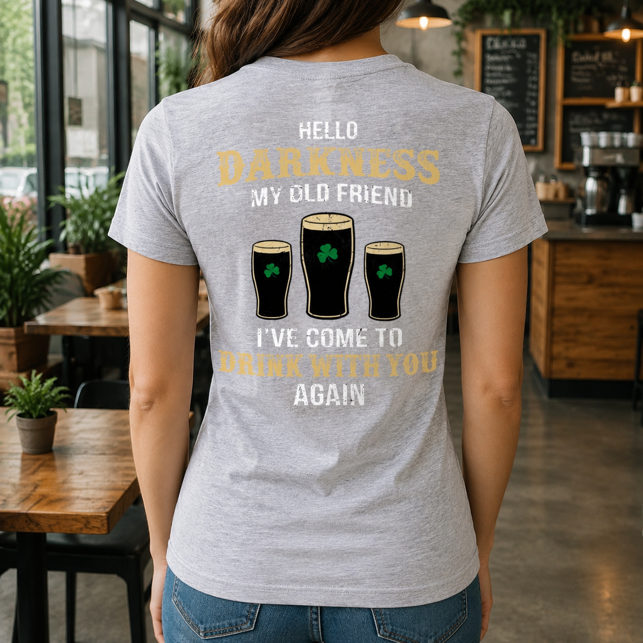 Custom Irish Darkness Front Shamrock T-Shirt — Custom Gift 8WMV8