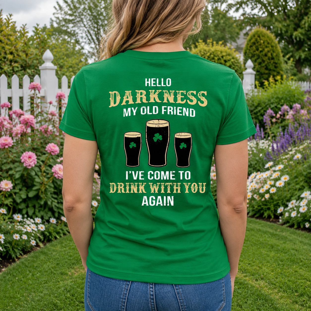 Custom Irish Darkness Front Shamrock T-Shirt — Custom Gift 8WMV8