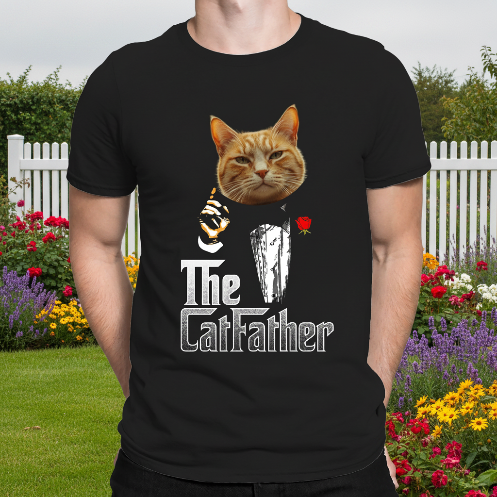 Custom Catfather Gentlemen Cat Dad T-Shirt — Gift for Dad S287F