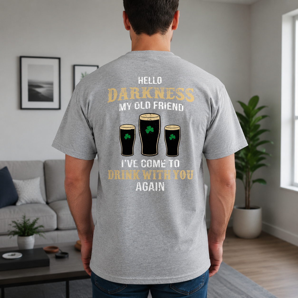 Custom Irish Darkness Front Shamrock T-Shirt — Custom Gift 8WMV8