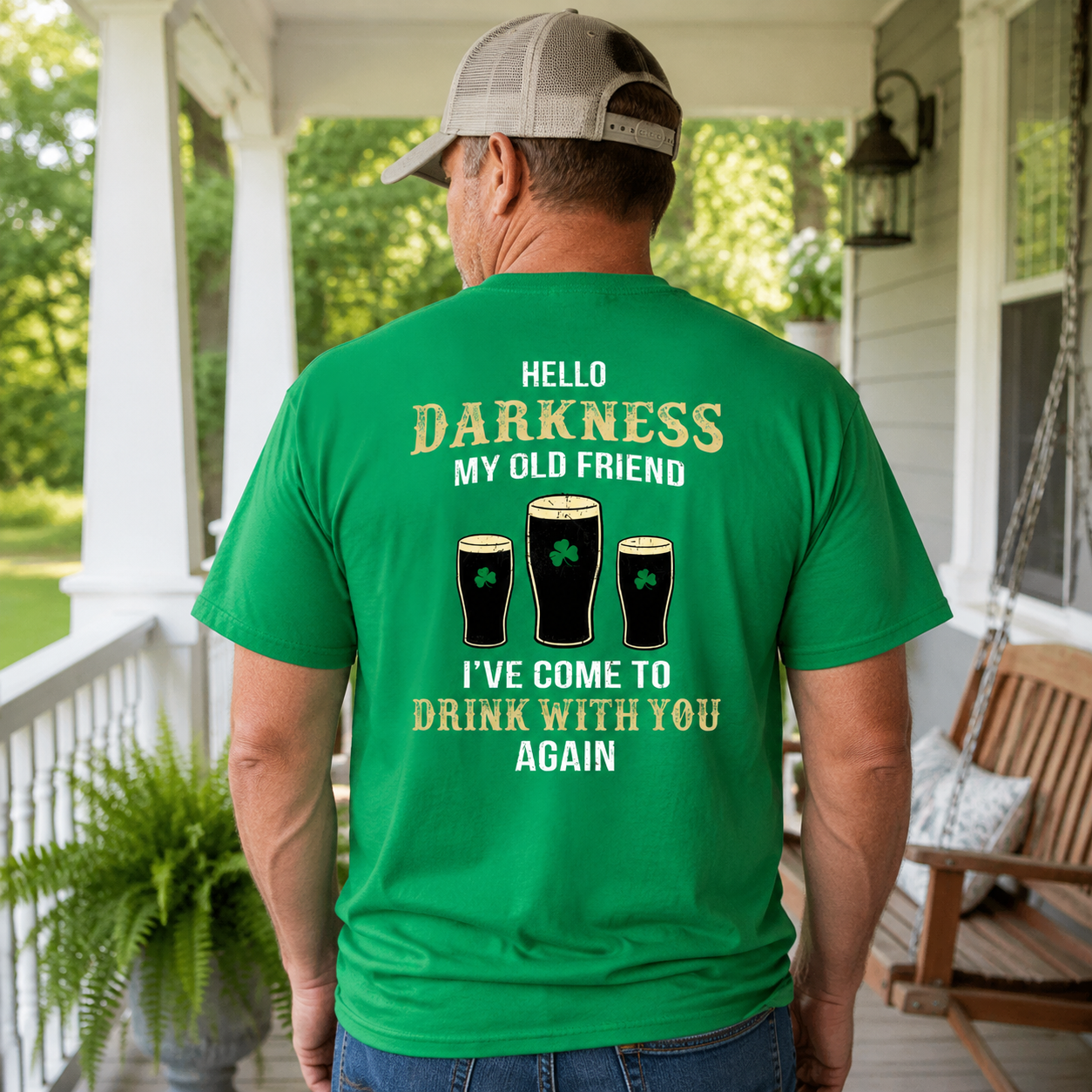 Custom Irish Darkness Front Shamrock T-Shirt — Custom Gift 8WMV8