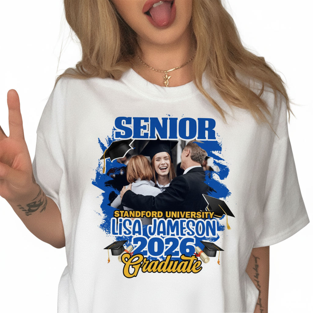 Custom Congrats Senior Graduation Bright T-Shirt — Custom Gift KQSBE